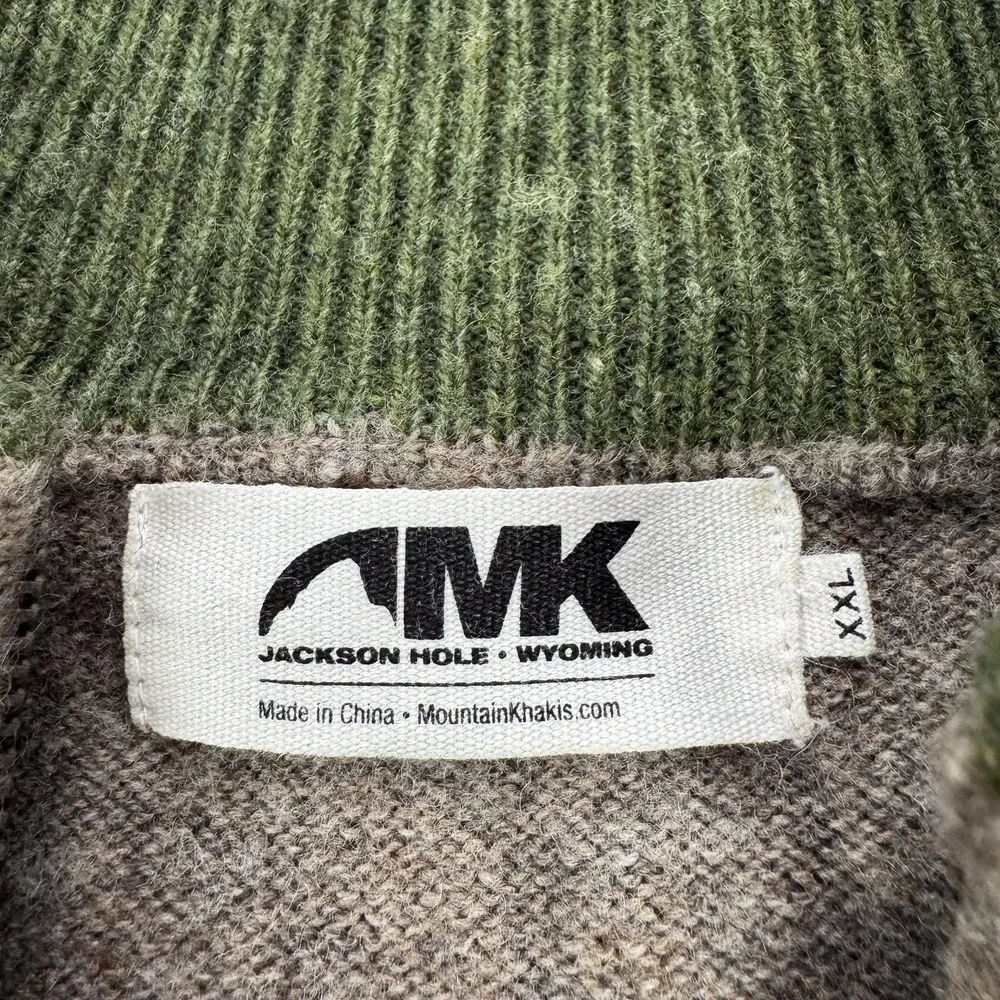 Mountain Khakis Sweater Mens 2XL Brown 100% Merino Wool 1/4 Zip Pullover Knit